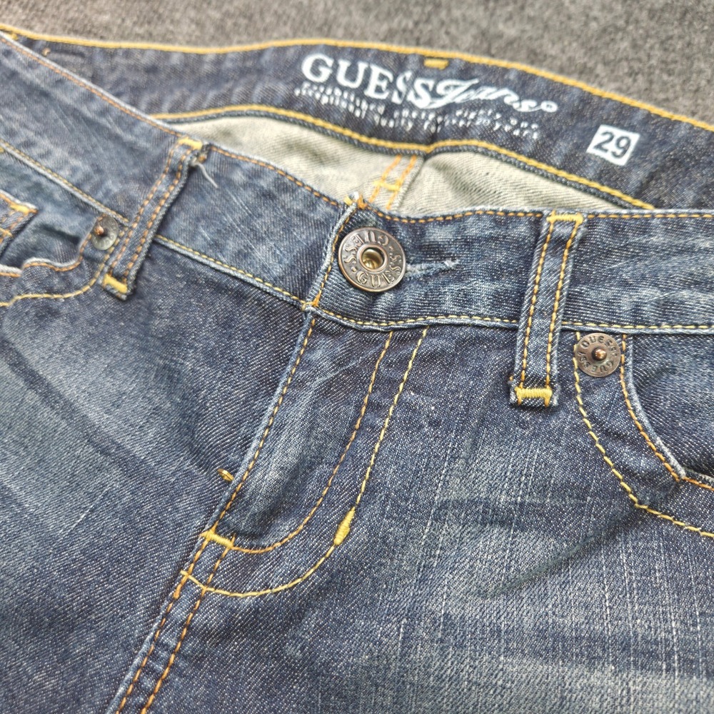 Guess Jeans Womens 29 Blue Denim Capri Low Rise Slim Fit Faded Y2K Vintage Style